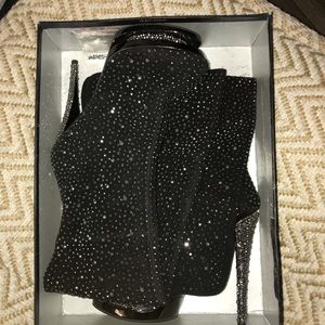Black Rhinestone Over the knee Boots